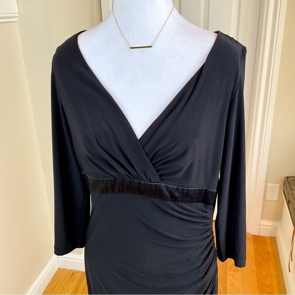 Lauren Ralph Lauren Dress Black Knit V-Neck (12) - Picture 2 of 7